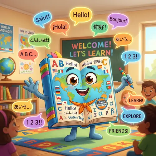 Friendly Language Learning Mascot for Kids