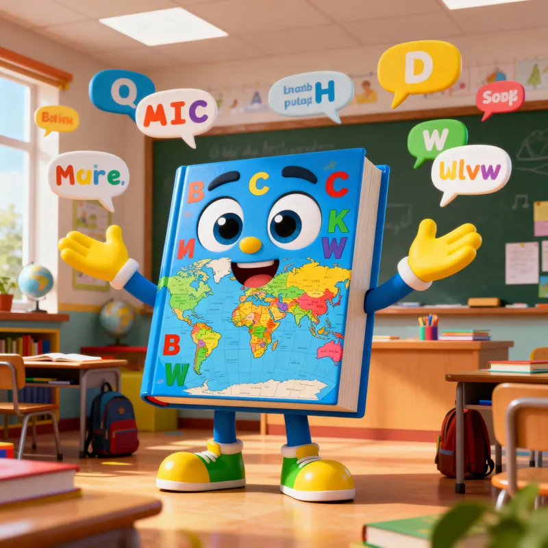 Friendly Language Learning Mascot for Kids