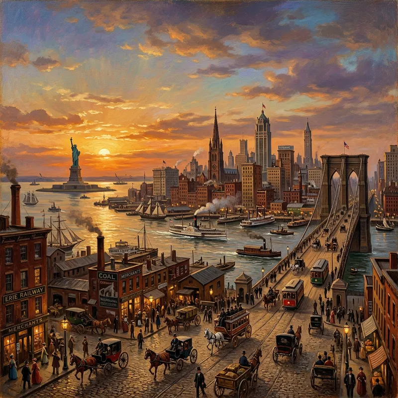 New York City Painting in 19th Century Style