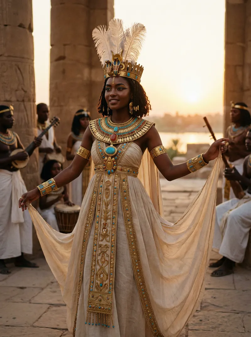 Elegant Nubian Queen: Dance of Beauty and Grace