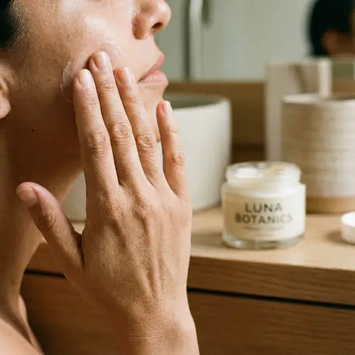 Hispanic Woman's Skincare Routine Close-Up