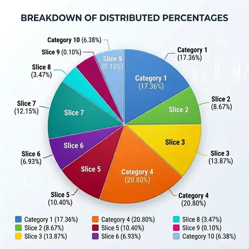 Accurate Pie Chart with 10 Slices of Percentage Data