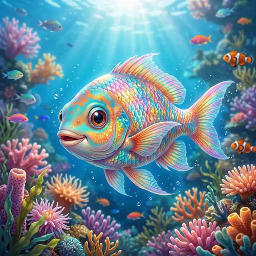 Rainbow Shimmering Fish - A Friendly Aquatic Companion