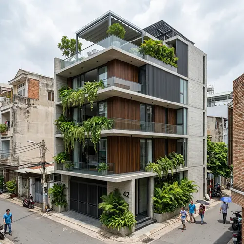 Modern Urban House Facade Design - 5 Floors