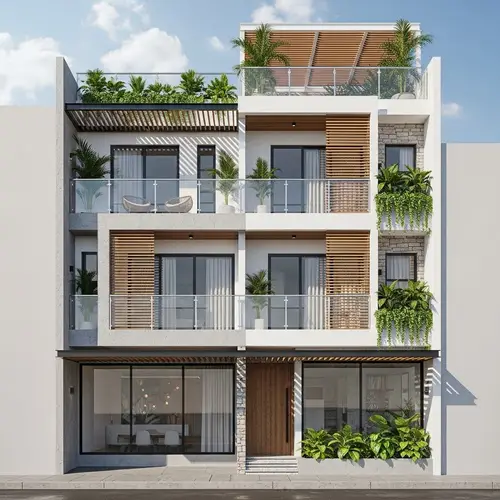 Modern Urban House Facade Design - 5 Floors