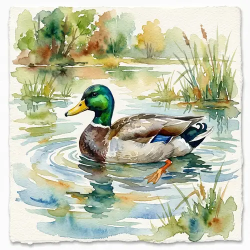 Watercolor Mallard Duck Art | Beautiful Canard Colvert Painting