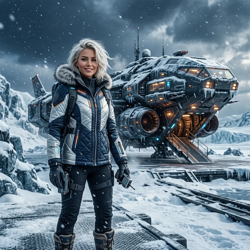 Number Six in Futuristic Winter Style | Sci-Fi Art