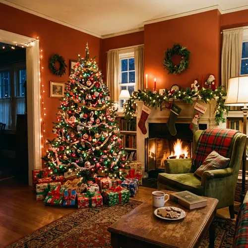 Festive Cozy Living Room Decor for Christmas | Vintage Film Aesthetic