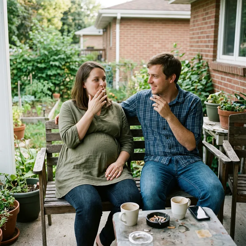 Newly Married Pregnant Wife and Smoking Husband Newly Married Pregnant Wife and Smoking Husband