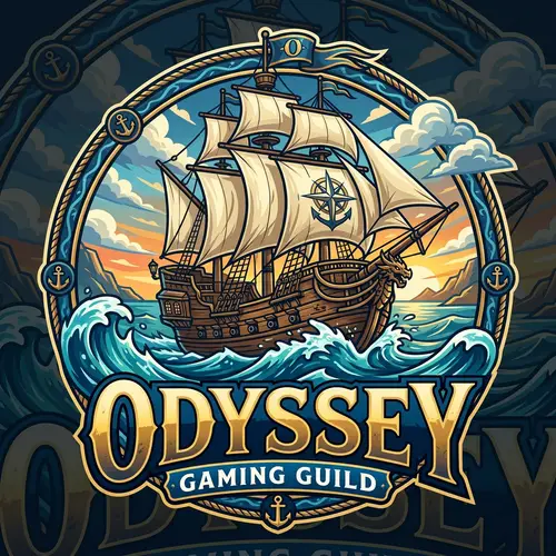 Odyssey Gaming Logo: Ship and Sea Cartoon Design