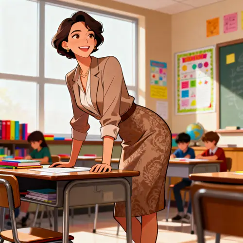 Engaging Classroom Scene with Confident Teacher