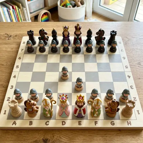 Fun Flat Chess Set for Kids: Queen, King & More