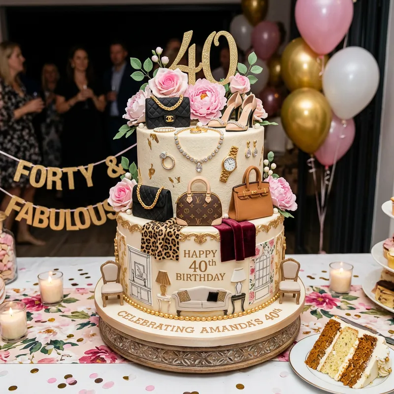 40th Birthday Cake for Women - 60 Portions