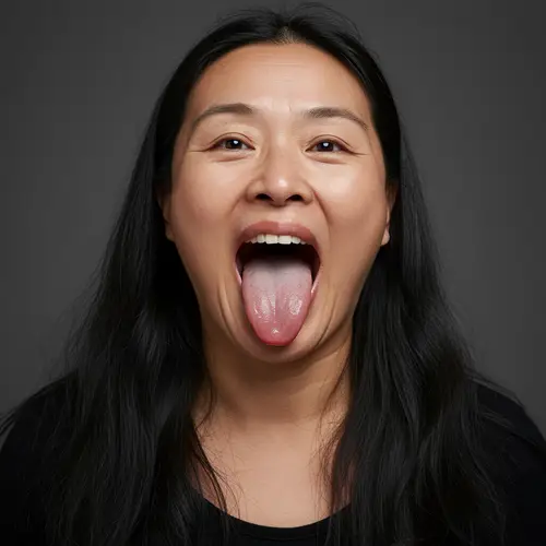 Unique Portrait of a Chinese Woman with Long Tongue