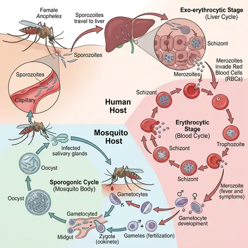 Malaria Life Cycle: Mosquito-Borne Transmission Process
