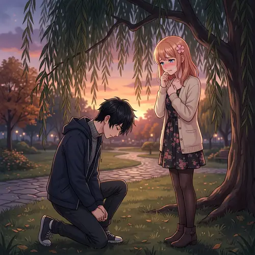 Heartbreaking Anime Breakup Scene in a Park