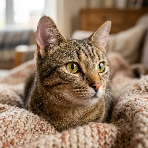 Detailed Close-Up View of Domestic Cat with Sharp Eyes | Website Name