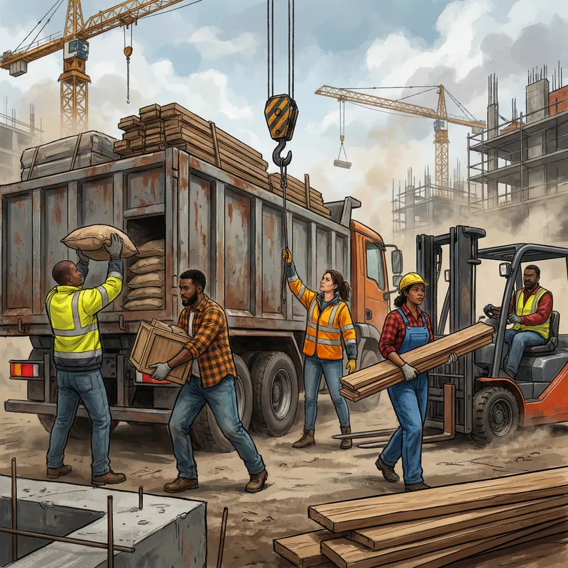 Dynamic Construction Site with Diverse Laborers | Vibrant Scene