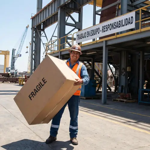 Joyous Hispanic Male Worker at Industrial Site | Responsible & Dedicated