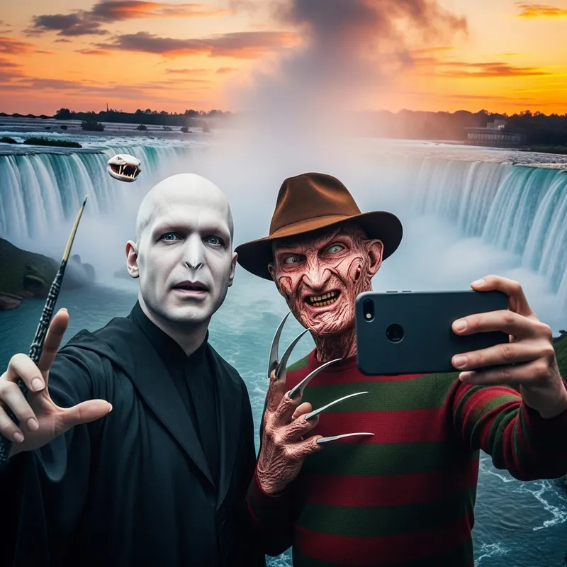 Voldemort & Freddy Krueger's Niagara Falls Selfie