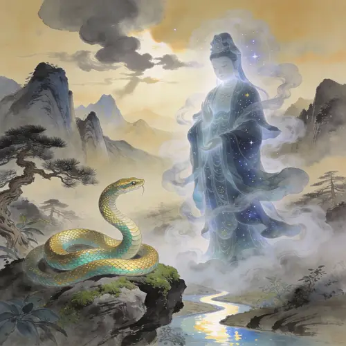 Qimen Deity Surging Snake in Landscape Art