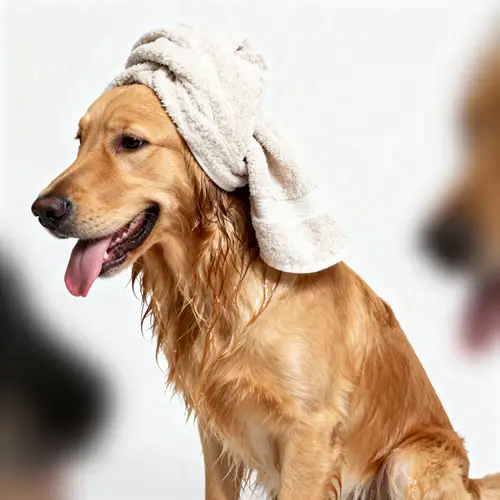 Cute 8-Month-Old Golden Retriever Post-Bath Photo