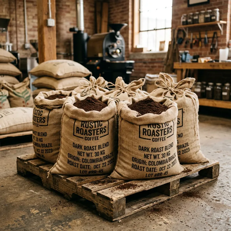 Rustic Dark Roasted Ground Coffee in 30 kg Bags