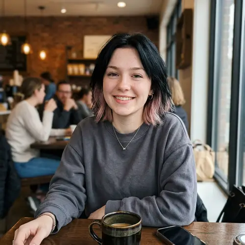 17-Year-Old Woman with Pink-Gradient Hair Photo