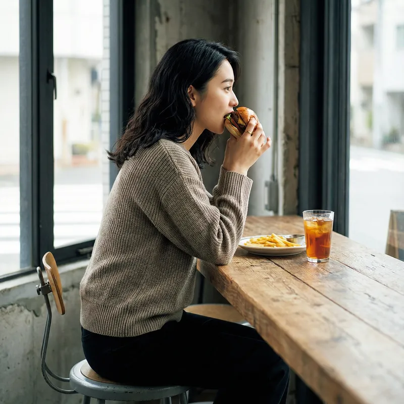 Asian Model Eating Burger Photoshoot | PerfectHands & Photographic Realism