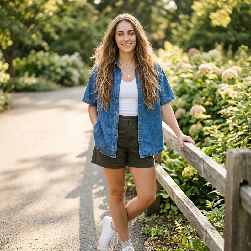 Beautiful Teenage Girl with Long Hair and Bare Feet