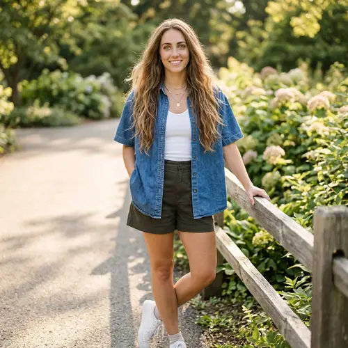 Beautiful Teenage Girl with Long Hair and Bare Feet
