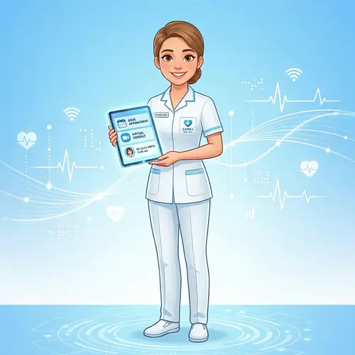 Friendly Nurse Mascot for Digital Healthcare Services