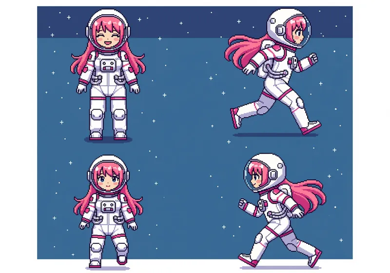 Pixel Art of a Pink-Haired Girl in Space Suit Pixel Art of a Pink-Haired Girl in Space Suit