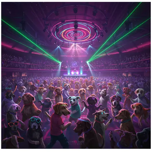 Rave Party with Techno Music for Dogs
