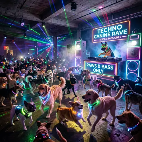 Rave Party with Techno Music for Dogs