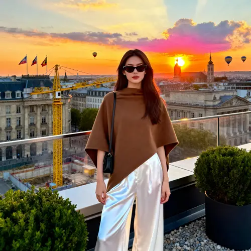 Stylish Sunset Portrait on a Rooftop Terrace