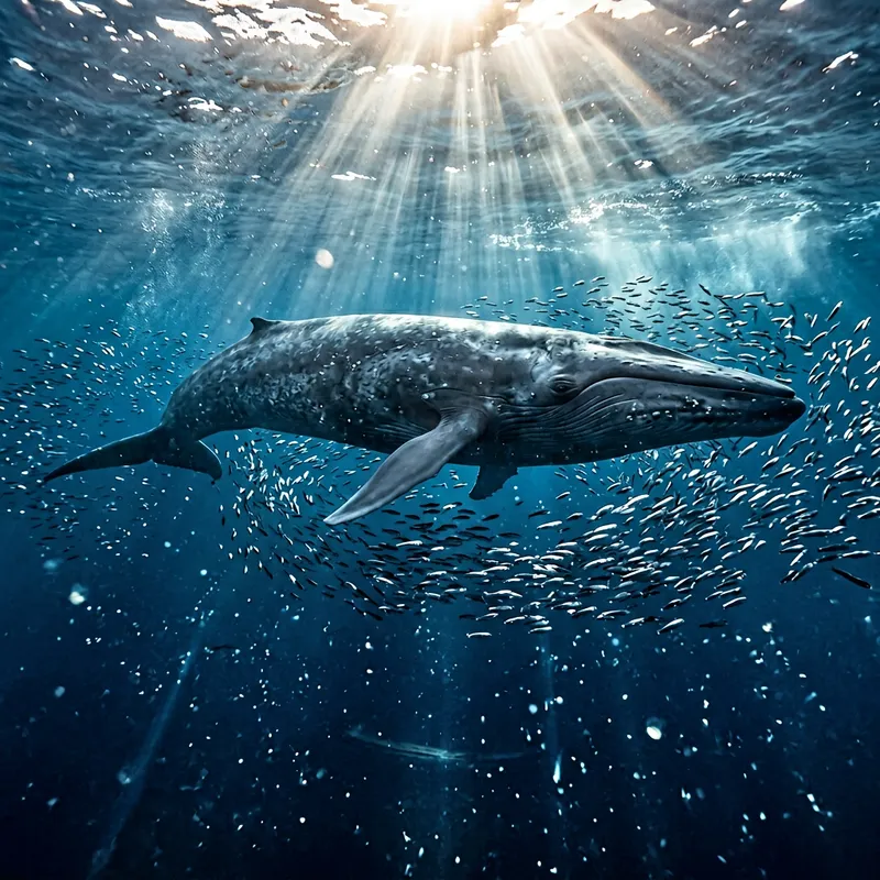 Giant Blue Whale - Majestic Creature of the Deep Ocean