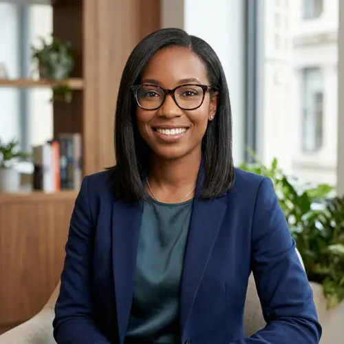 Professional Headshot for LinkedIn Profile | Black Woman, Shoulder-length Hair, Glasses