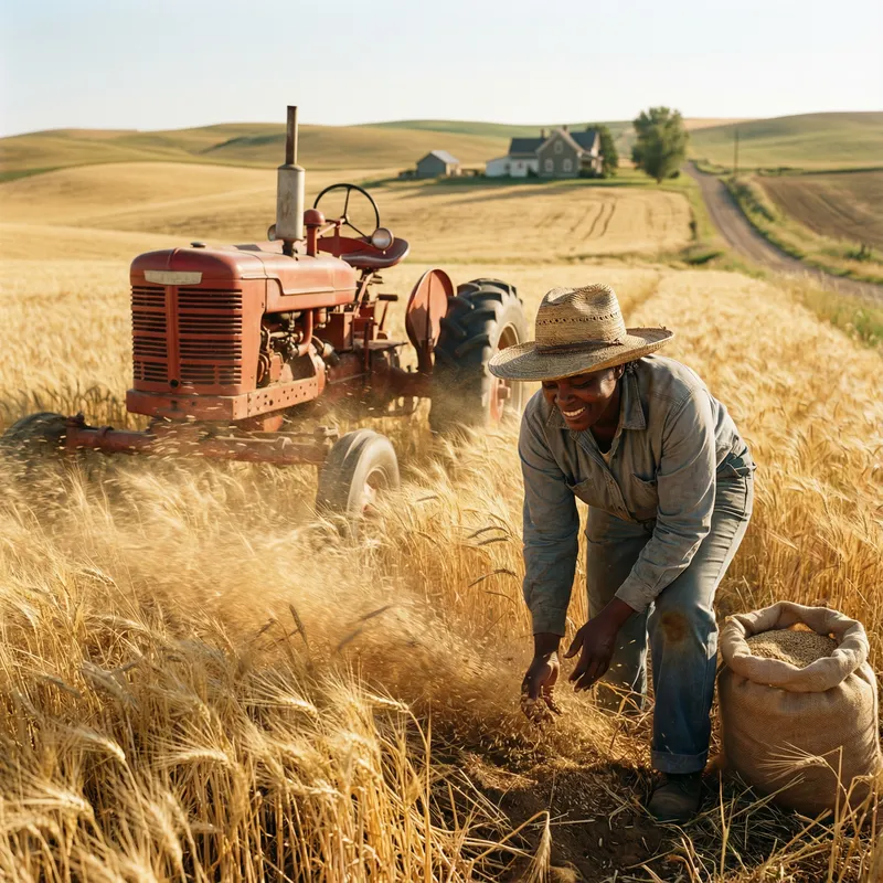 Heartwarming Farmer in Sun-kissed Wheat Field - Nature's Connection Captured