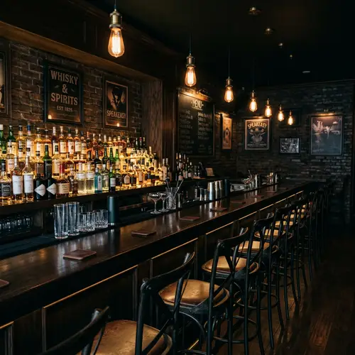 Dark Toned Bar Mockup Landscape | Liquor Bottles, Elegant Lights