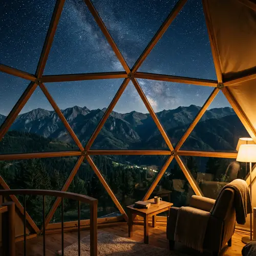 Explore a Geodesic Dome with Mountain Views