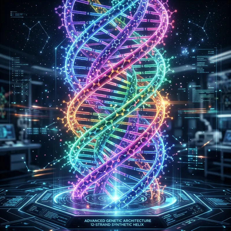 Vibrant 12-Strand DNA Helix Art - Scientific Beauty