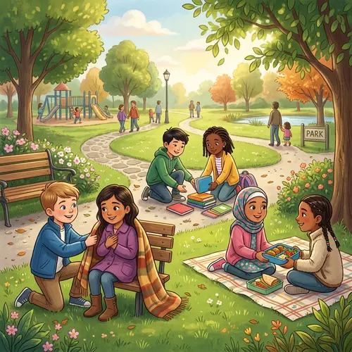 Children's Acts of Kindness Illustration | Heartwarming Scenes