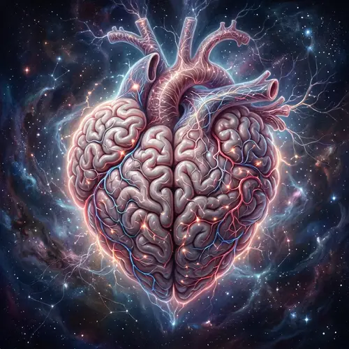 Surreal Brain Heart Art: Intricate Heart-Shaped Design