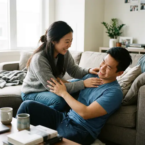 Asian Girl Tickle Fun with Boyfriend