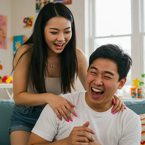 Asian Girl Tickle Fun with Boyfriend