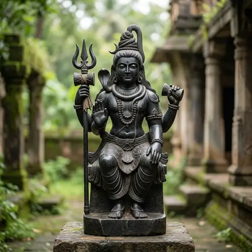 Mahadev Statue: Symbol of Hindu Deity with Trident and Accessories