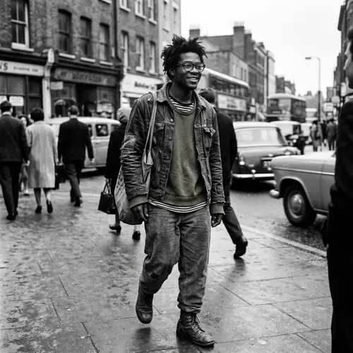 Vintage Black and White Street Photography - Unique Young Man in Ilford HP5 Style