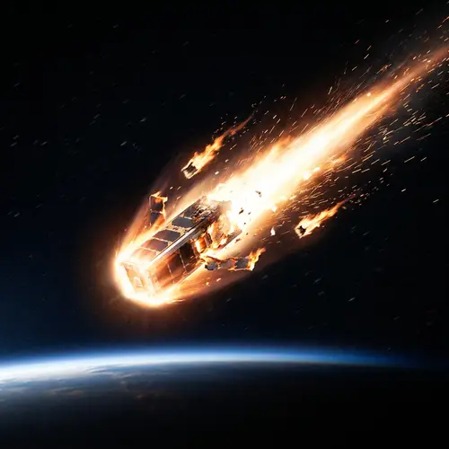 Burning Nanosatellite Reentering Earth's Atmosphere