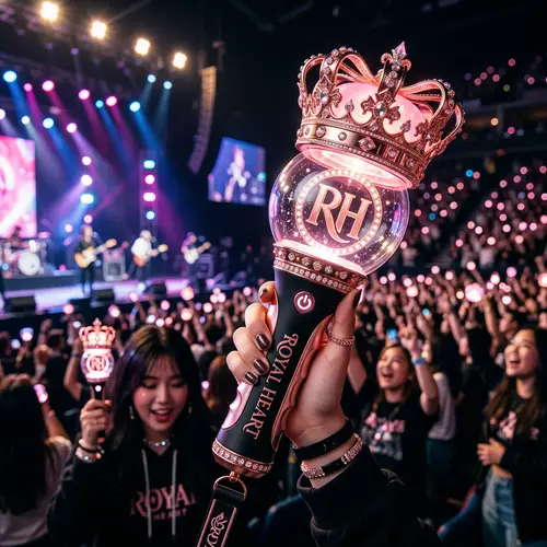 K-Pop Lightstick with Crown - Pink Gold & Black